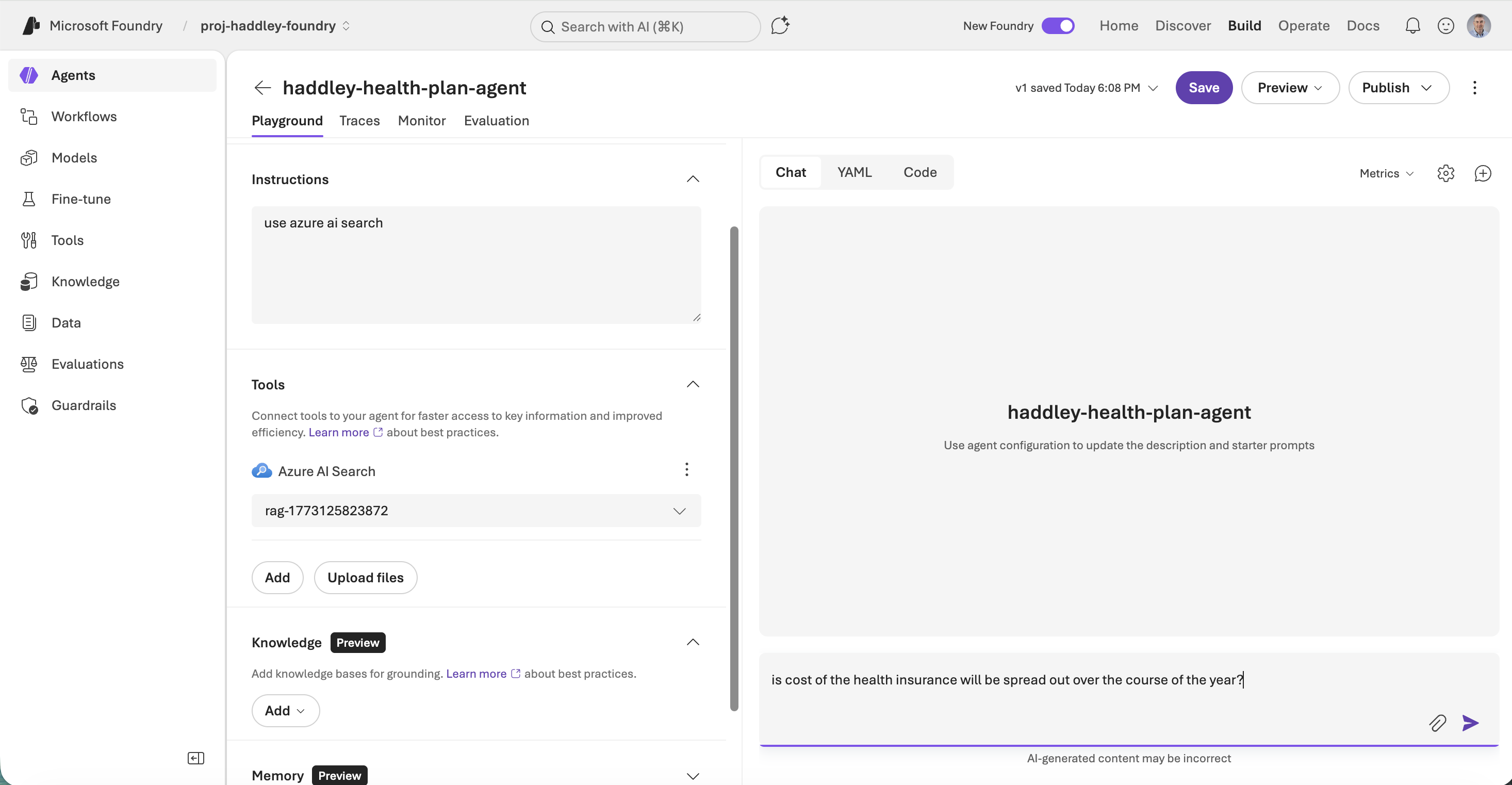 I asked the agent whether the cost of health insurance is spread out over the course of the year