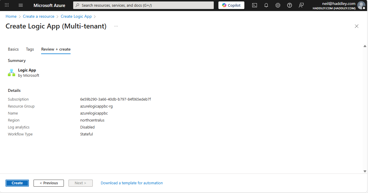 I clicked Create