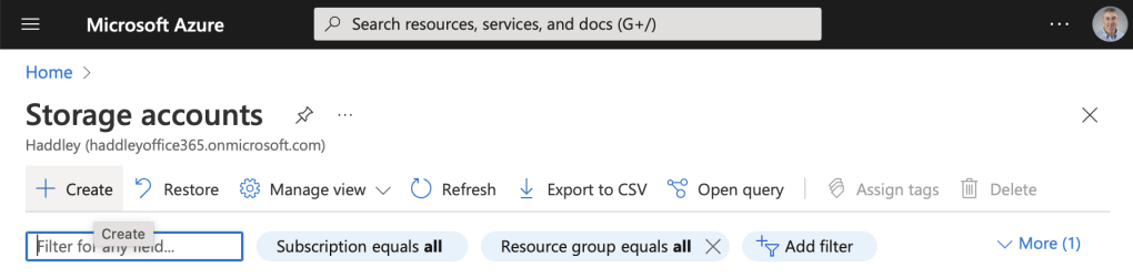 Creating a Storage Account