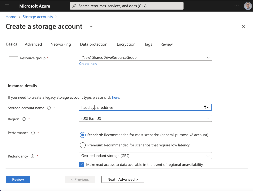 Unique storage account name