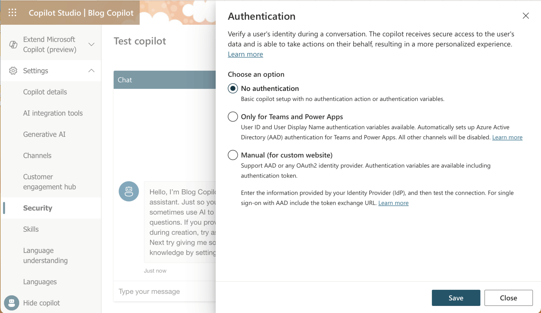 I switched to No authentication