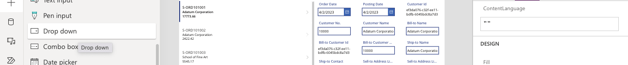 I added a Drop down list (control)