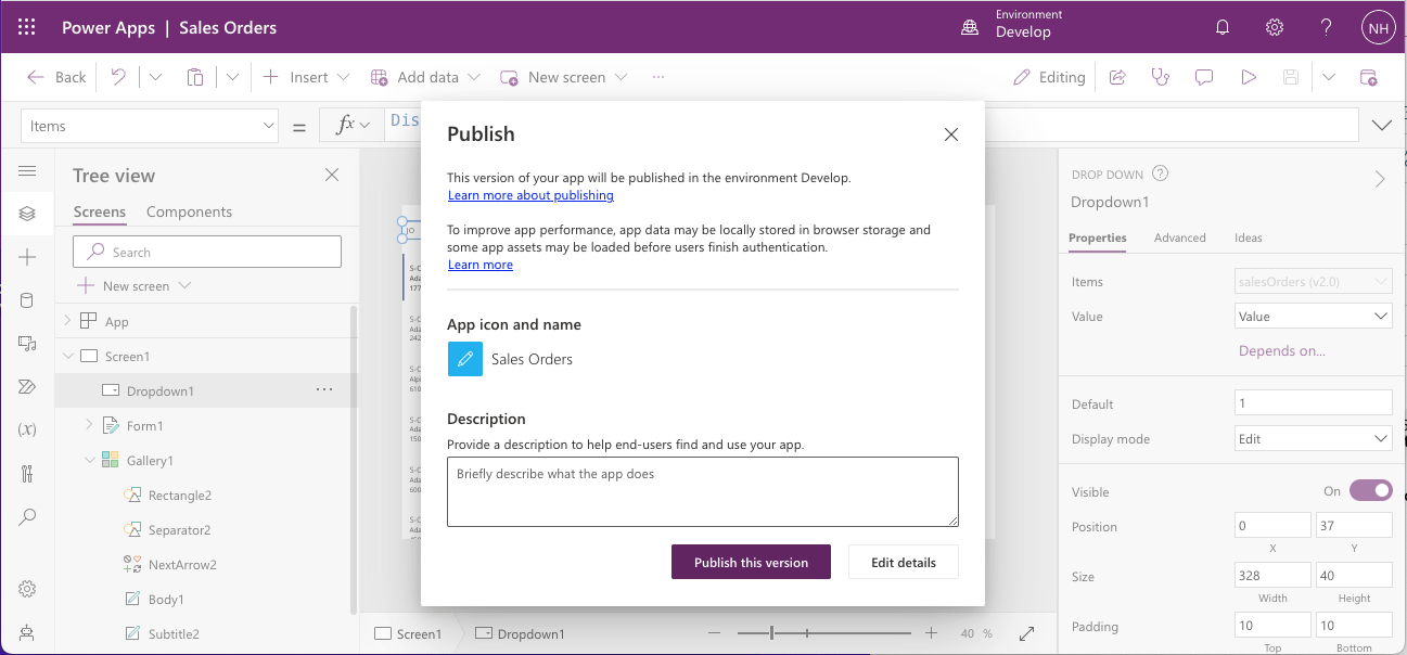 I published the Canvas app