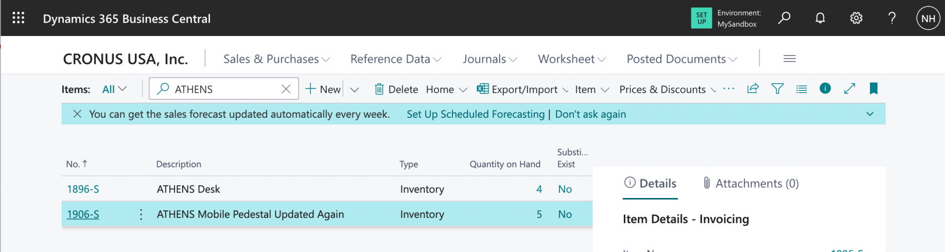 I switched back to Microsoft 365 Business Central to check that the mobile update had been saved.
