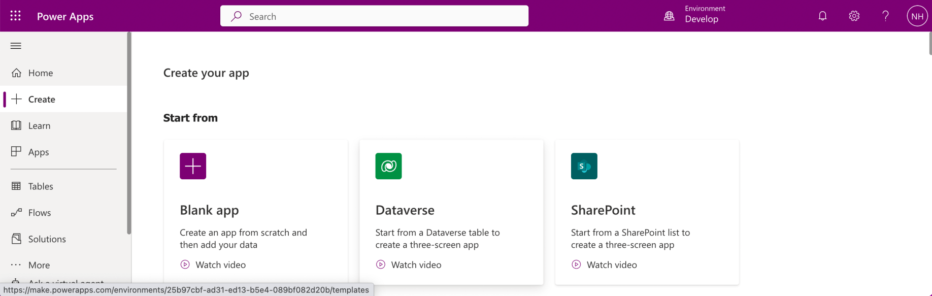 I selected Dataverse