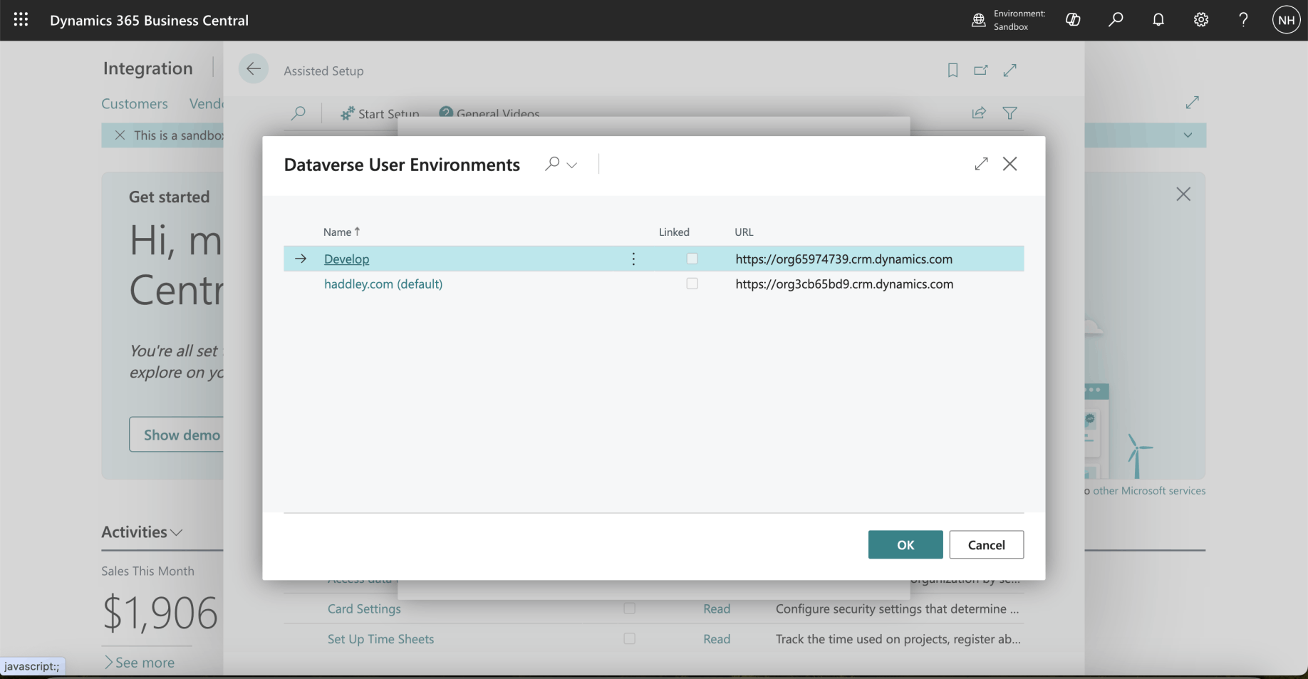 I selected the (reset) Develop Dataverse environment