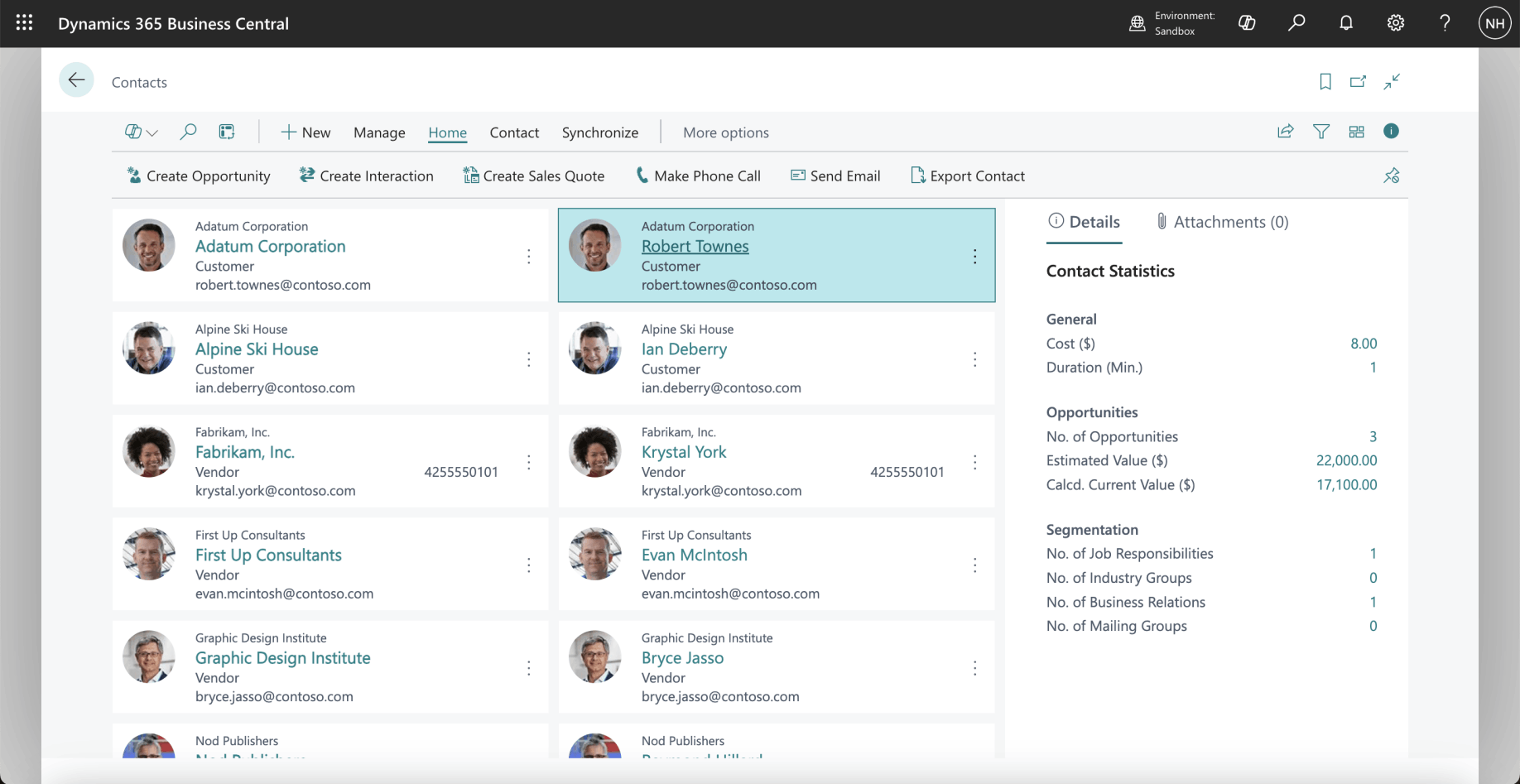I reviewed the records in the Business Central Contacts table