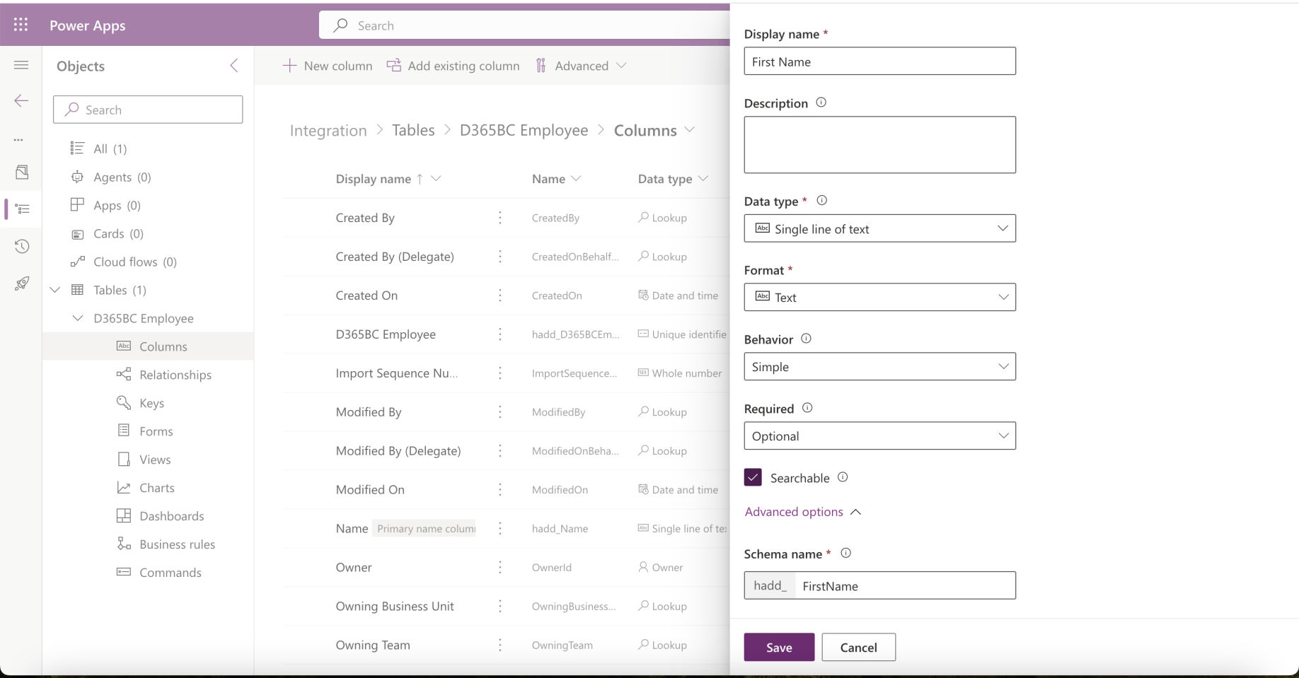 I added a First Name column