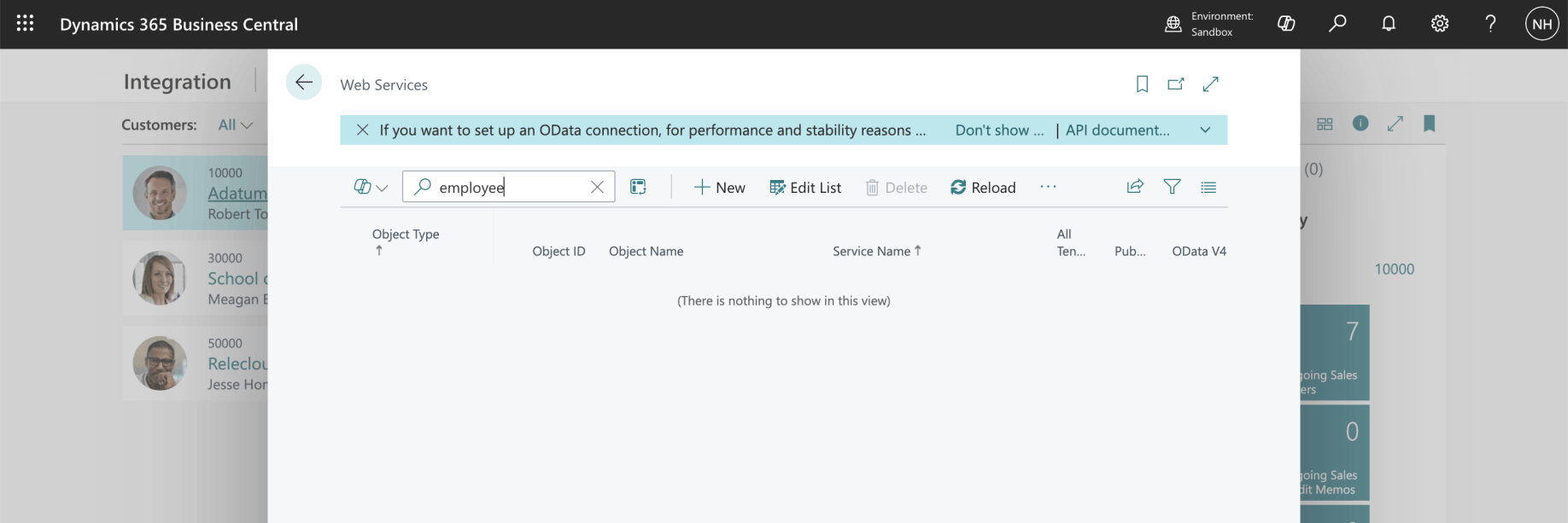 I was unable to find an employee web service