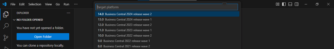 I selected the most recent platform