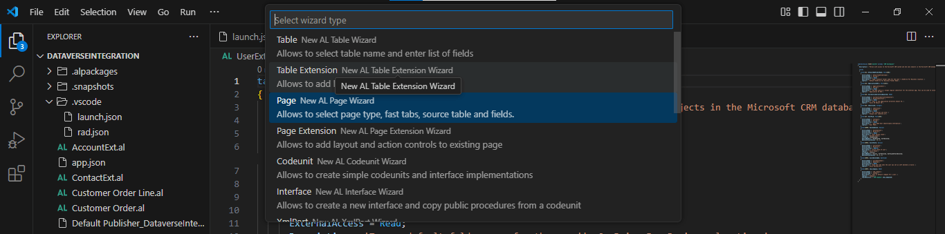 I selected the Page option