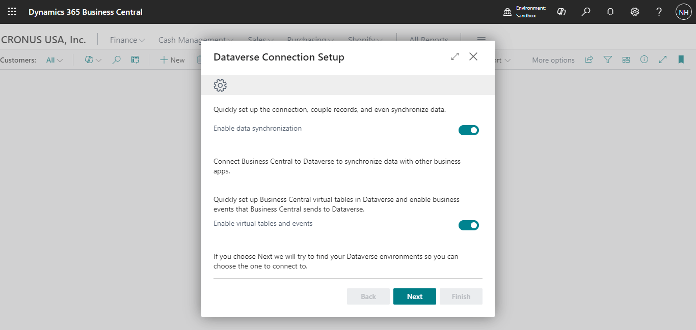 I ran the Dataverse Connection Setup wizard