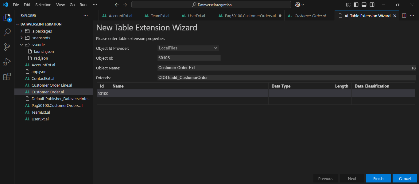 I wanted to create a Customer Order Extension