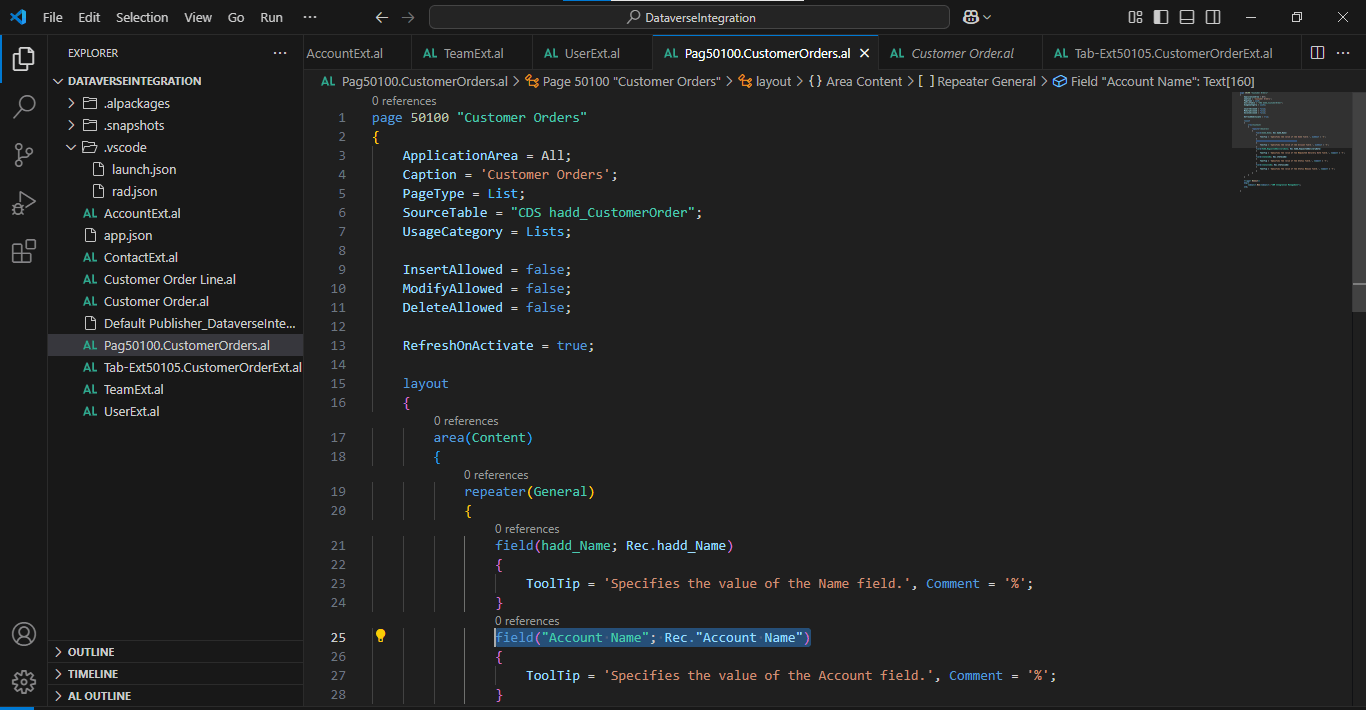 I updated the Customer Orders page to disable Insert, Modify and Delete and to enable RefreshOnActivate