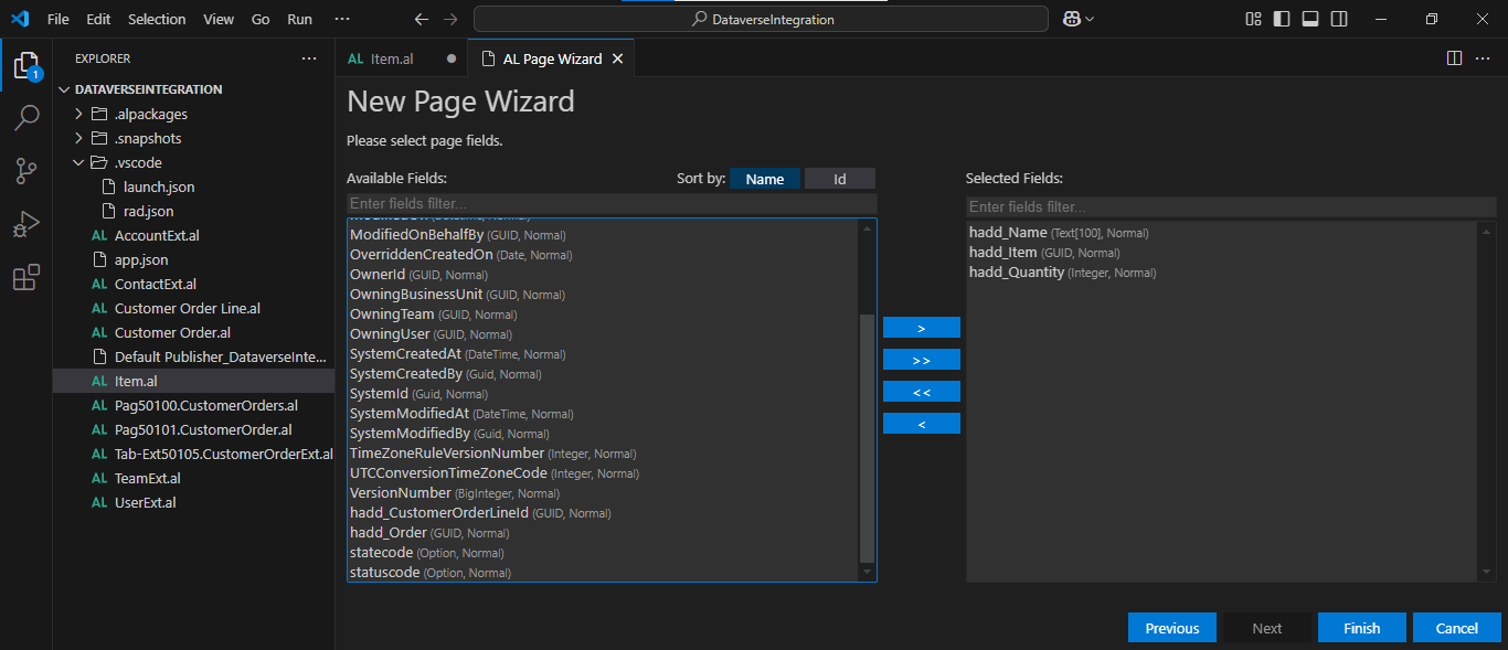 I added Name, Item (GUID) and Quantity fields to the ListPart