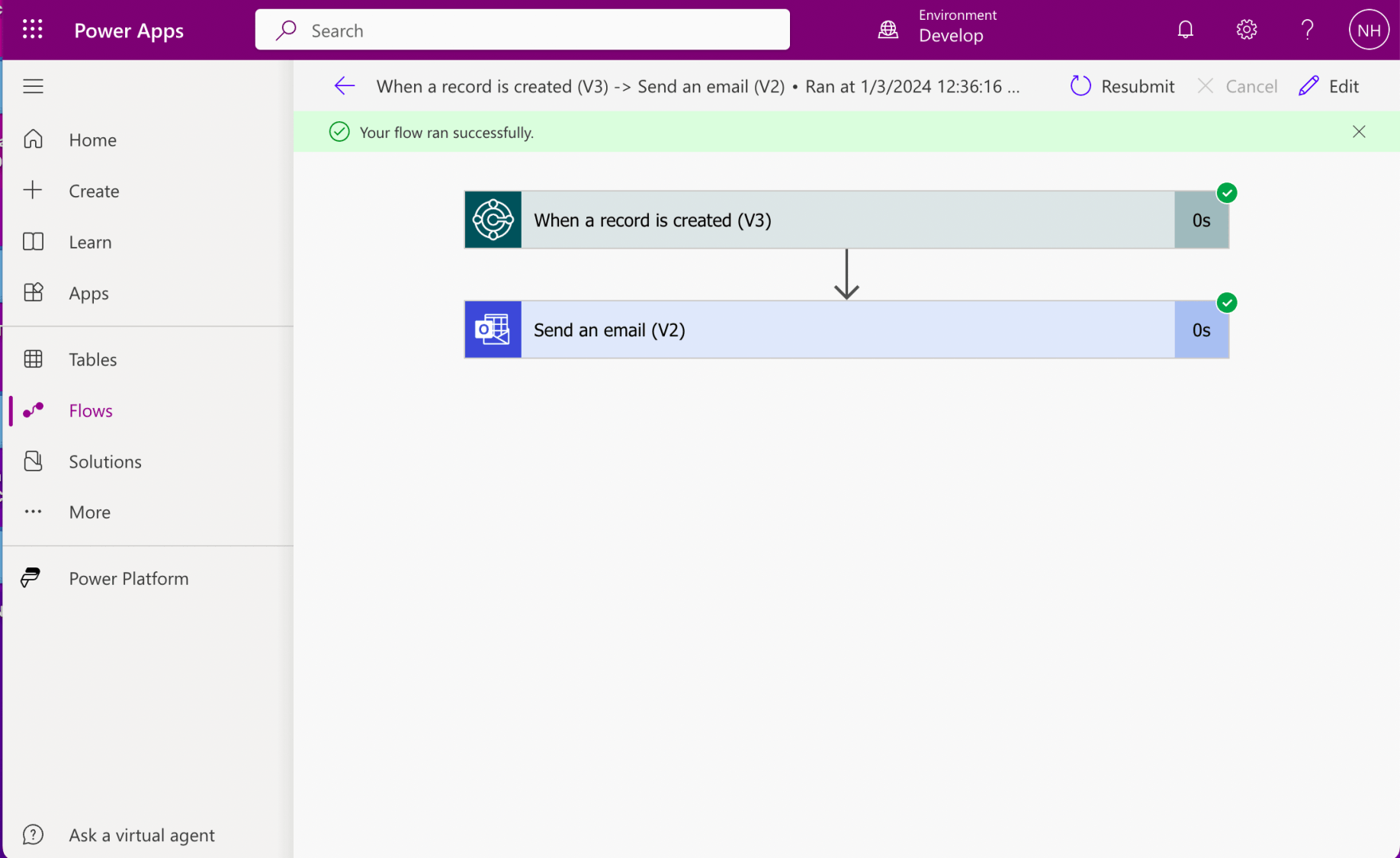 I reviewed the flow instance
