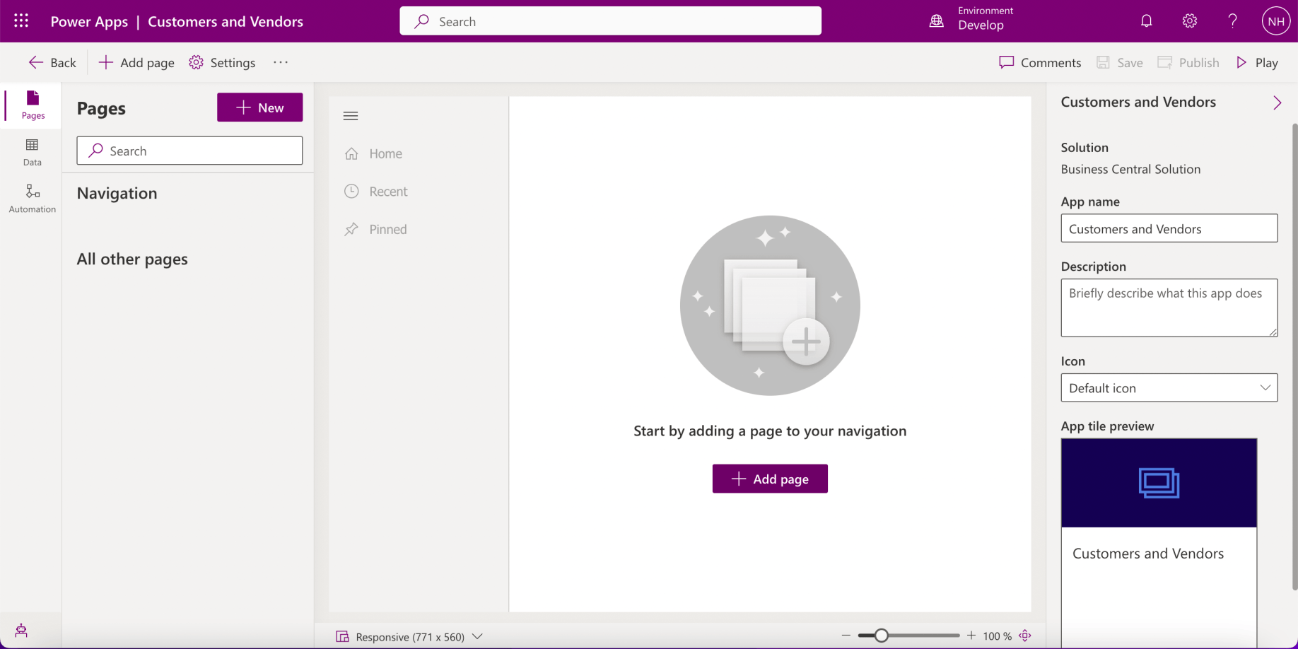 I clicked the + Add page button