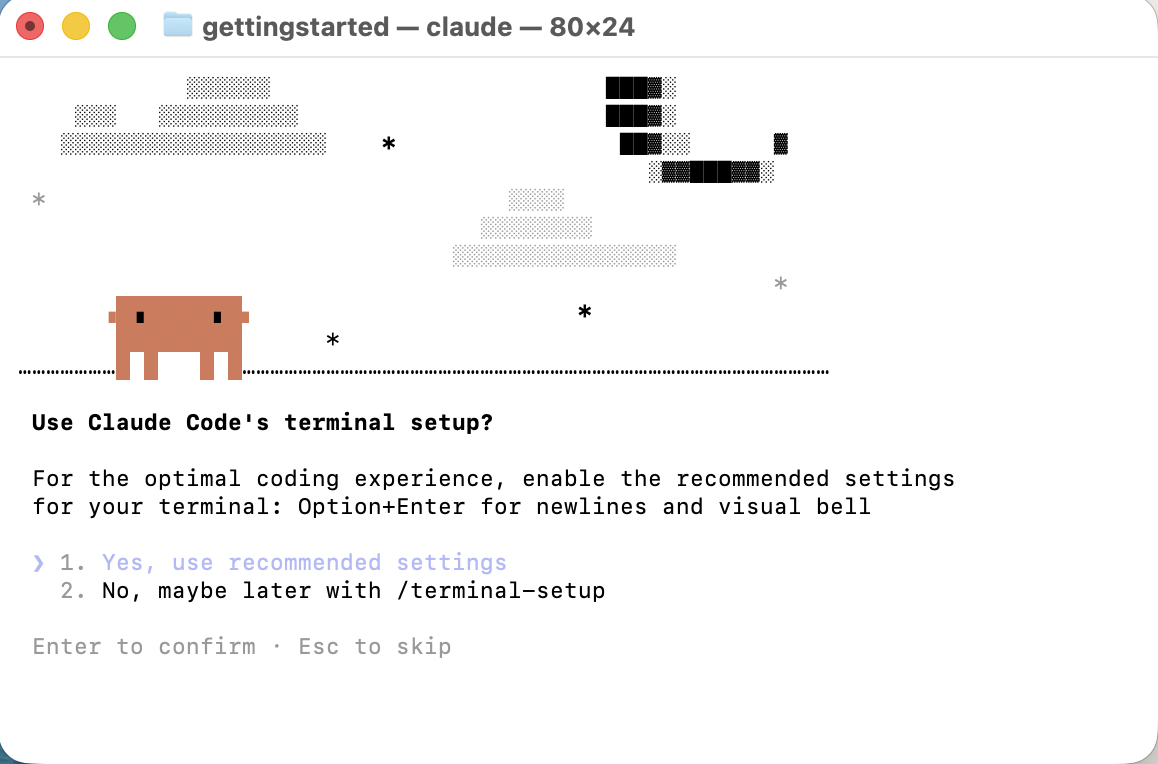 I accepted the recommended default settings
