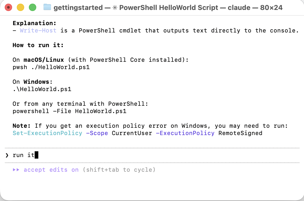 I asked Claude Code to run the script