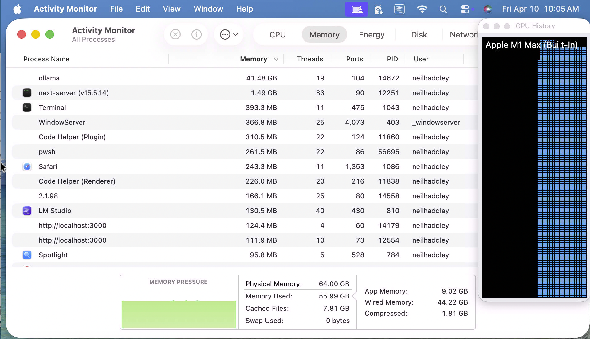 I saw ollama consuming 41.48 GB RAM to run the model locally