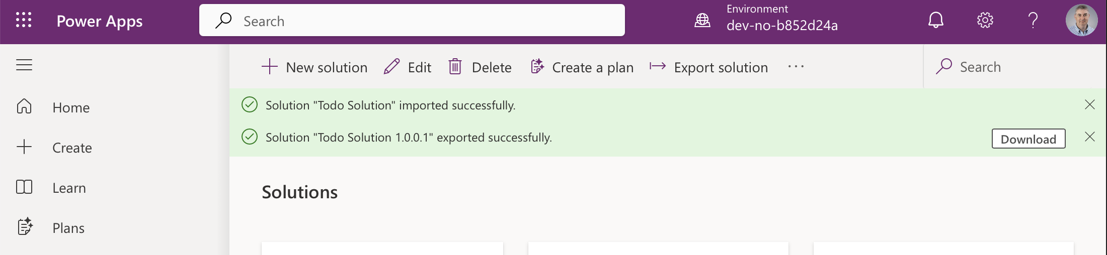 The export finished and offered the zip to download