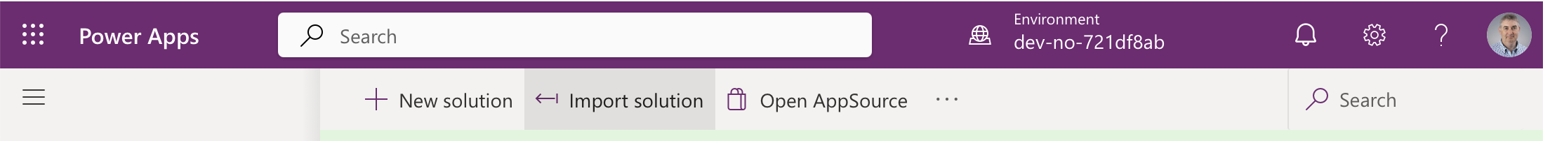 In the second environment I chose Import solution again