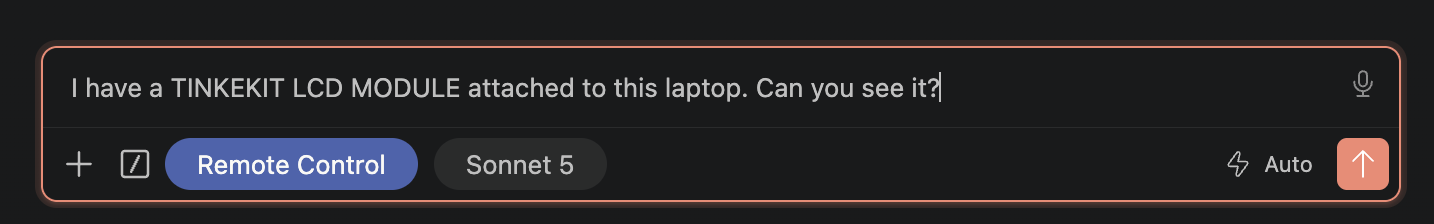 I typed the prompt into a fresh composer — no project open yet