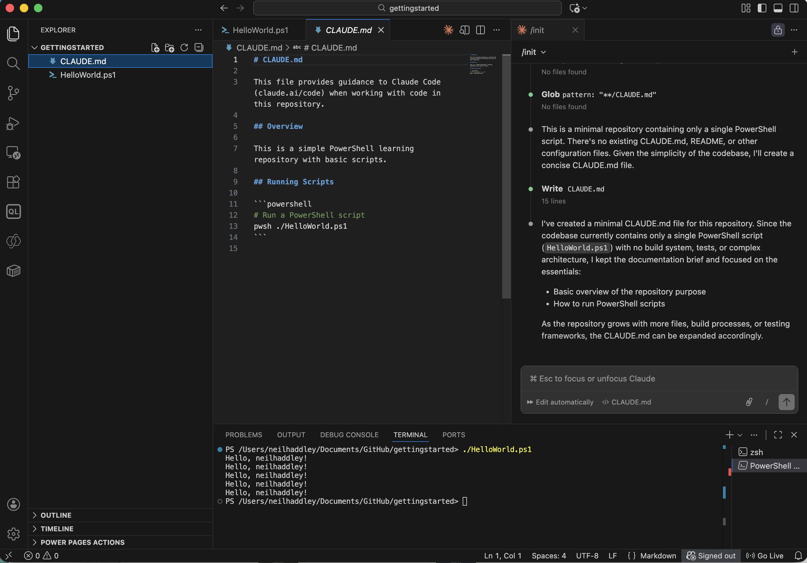Claude created a project-specific CLAUDE.md in the root directory