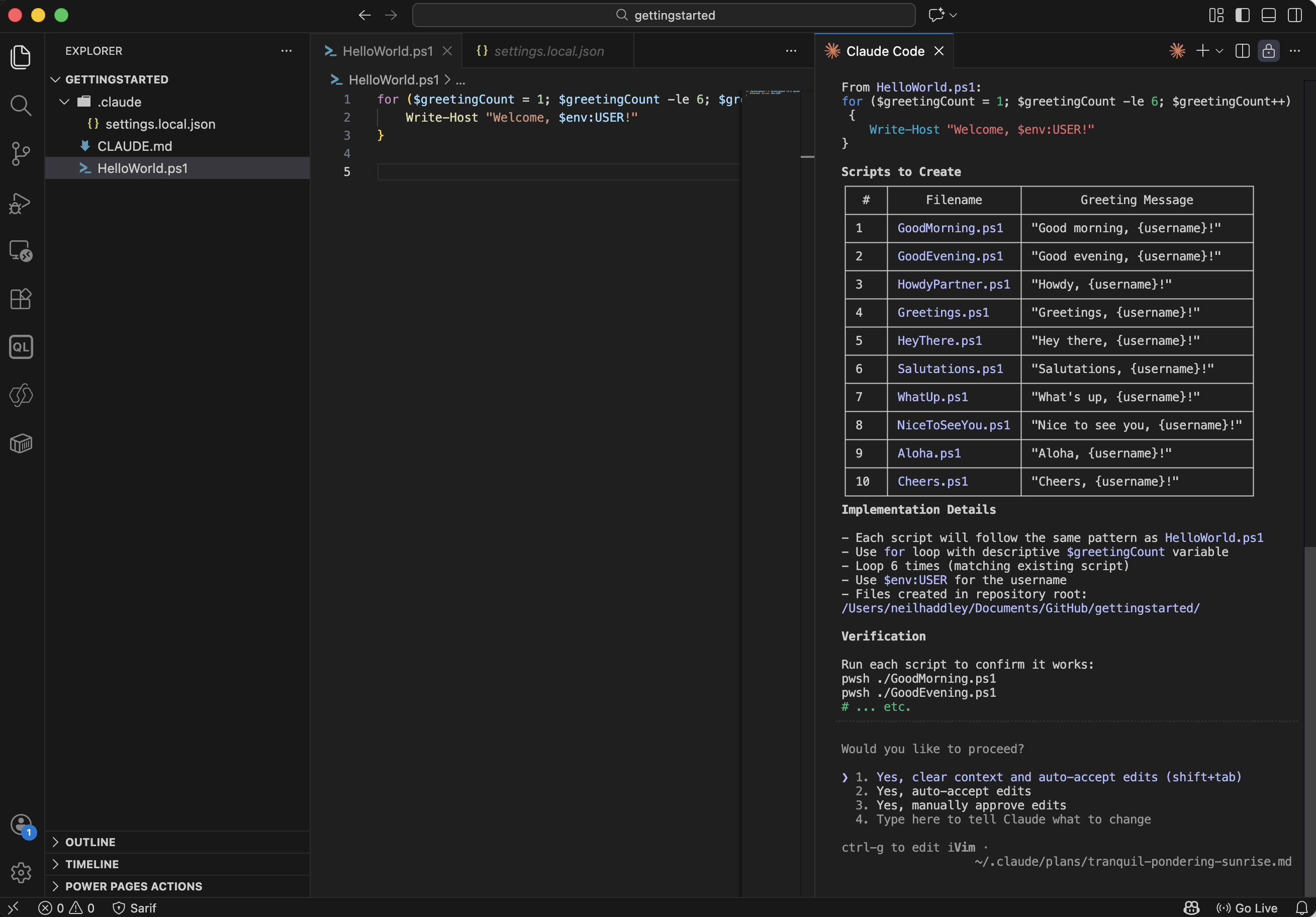 I approved the plan and enabled auto-accept for the session
