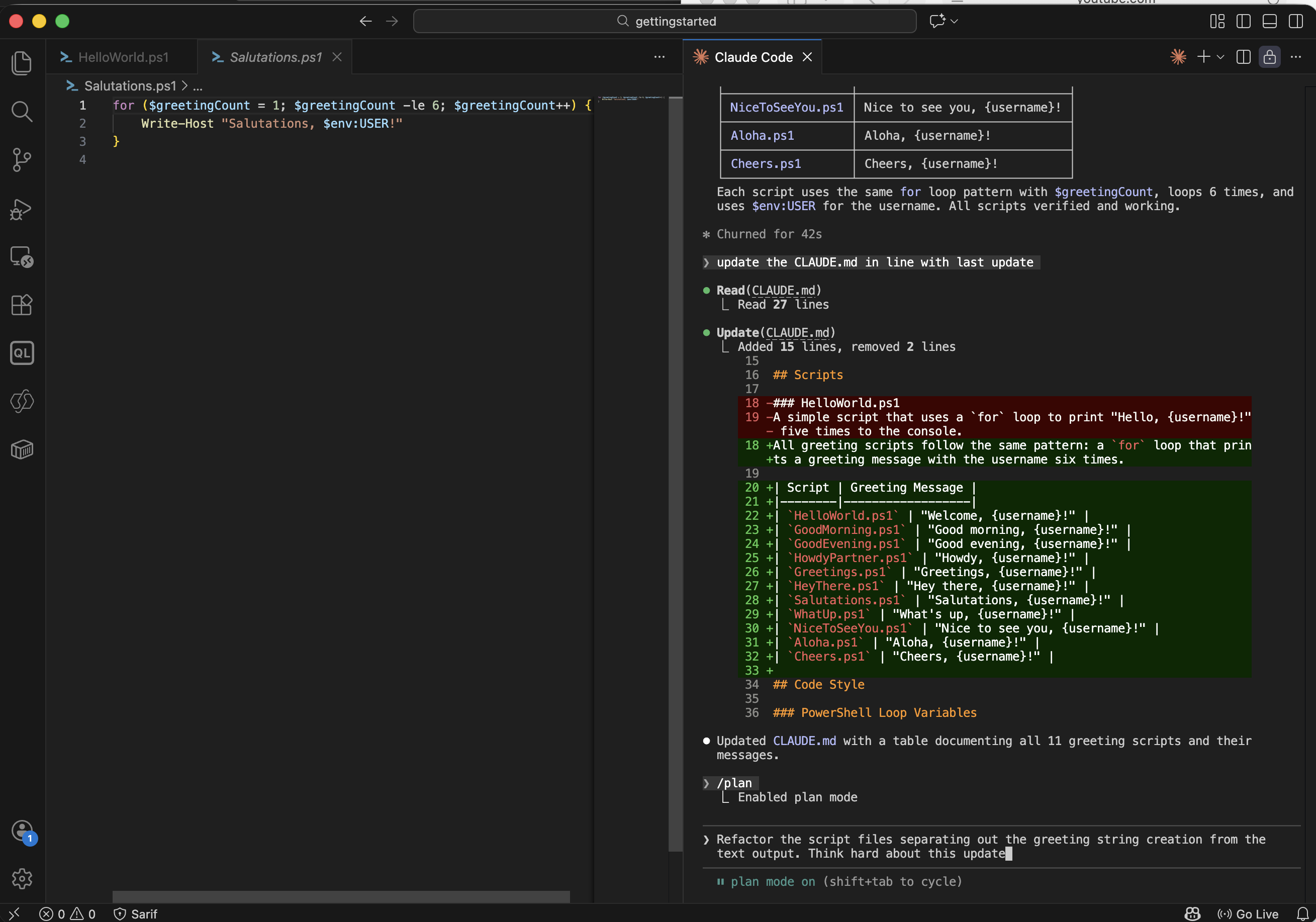I asked Claude to refactor the scripts, prompting it to think carefully
