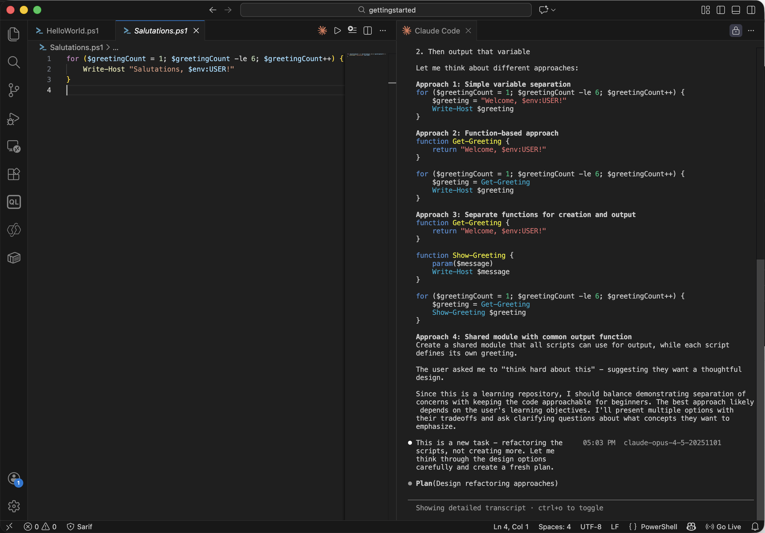 Claude considered multiple refactoring approaches