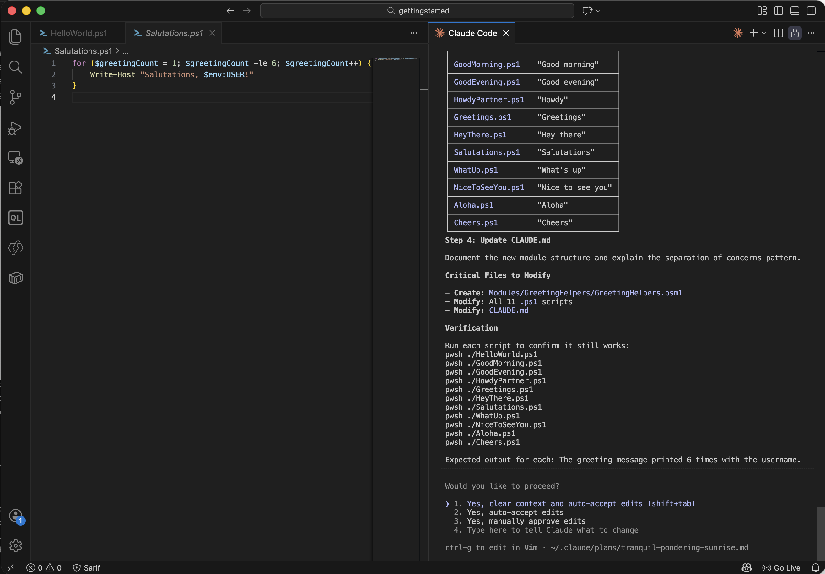 I approved the refactor with auto-accept enabled