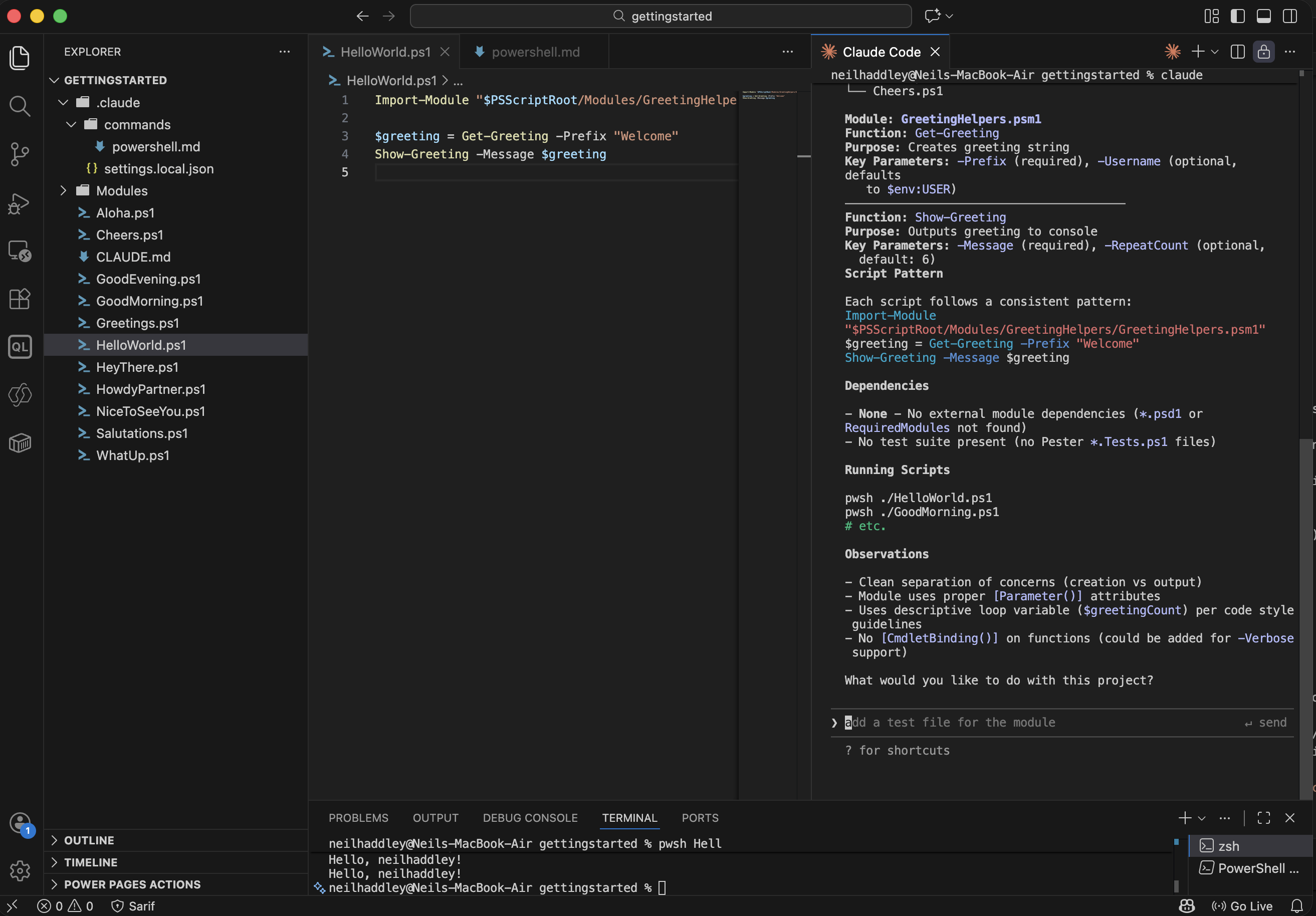 Claude summarised what it found and asked what I wanted to do