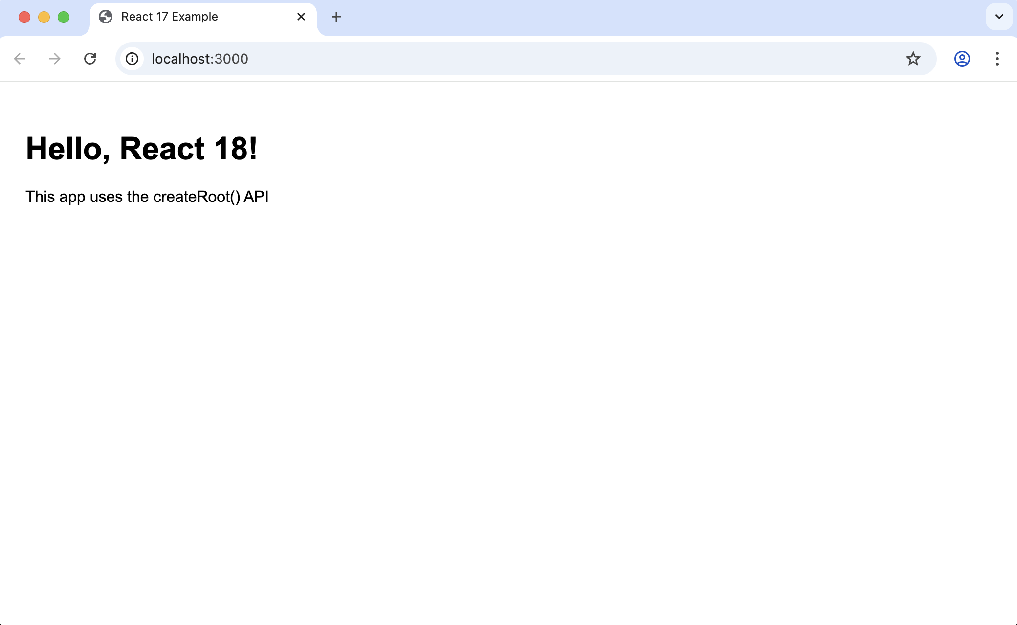 The updated app ran at http://localhost:3000