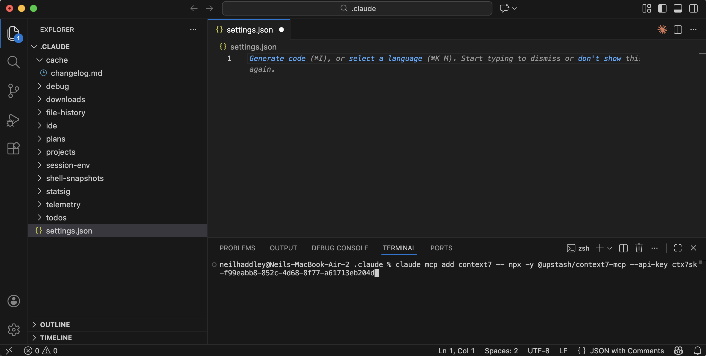 I ran the command to add the Context7 MCP server