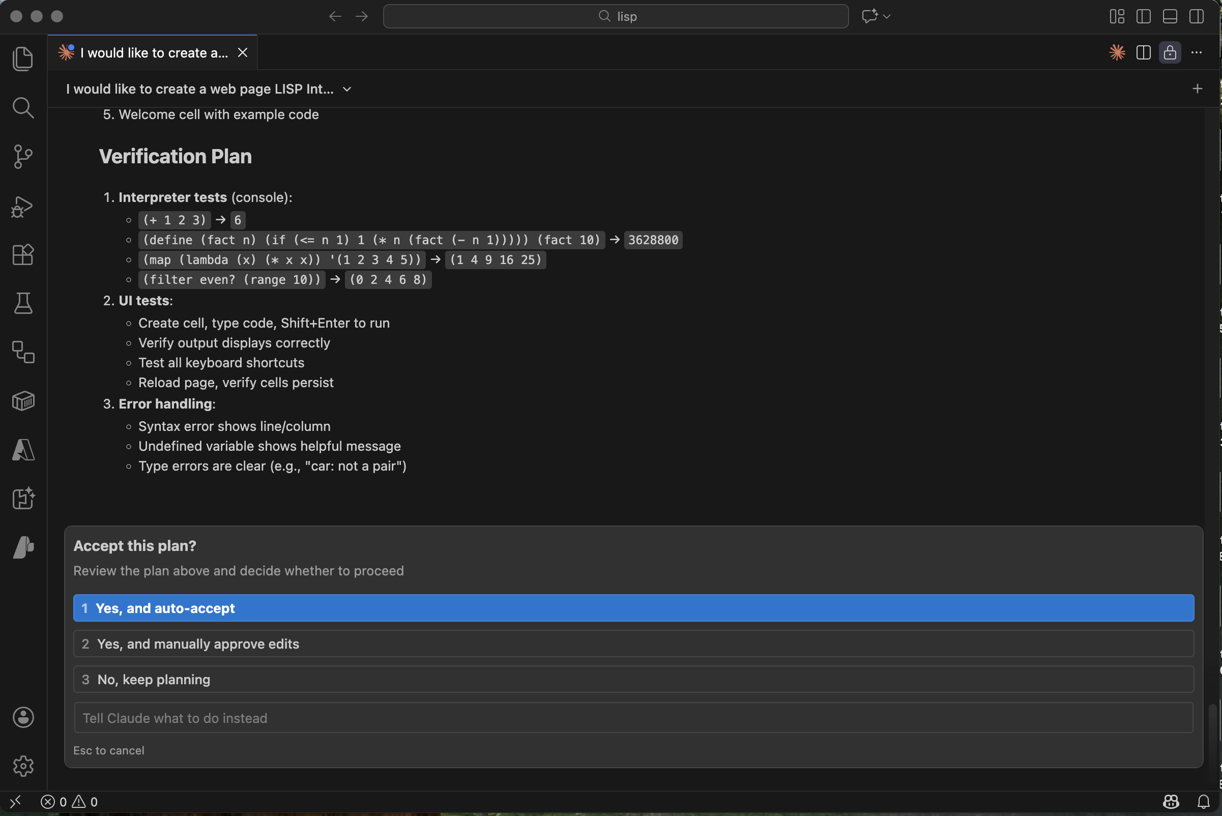 Claude defined a verification plan for each component