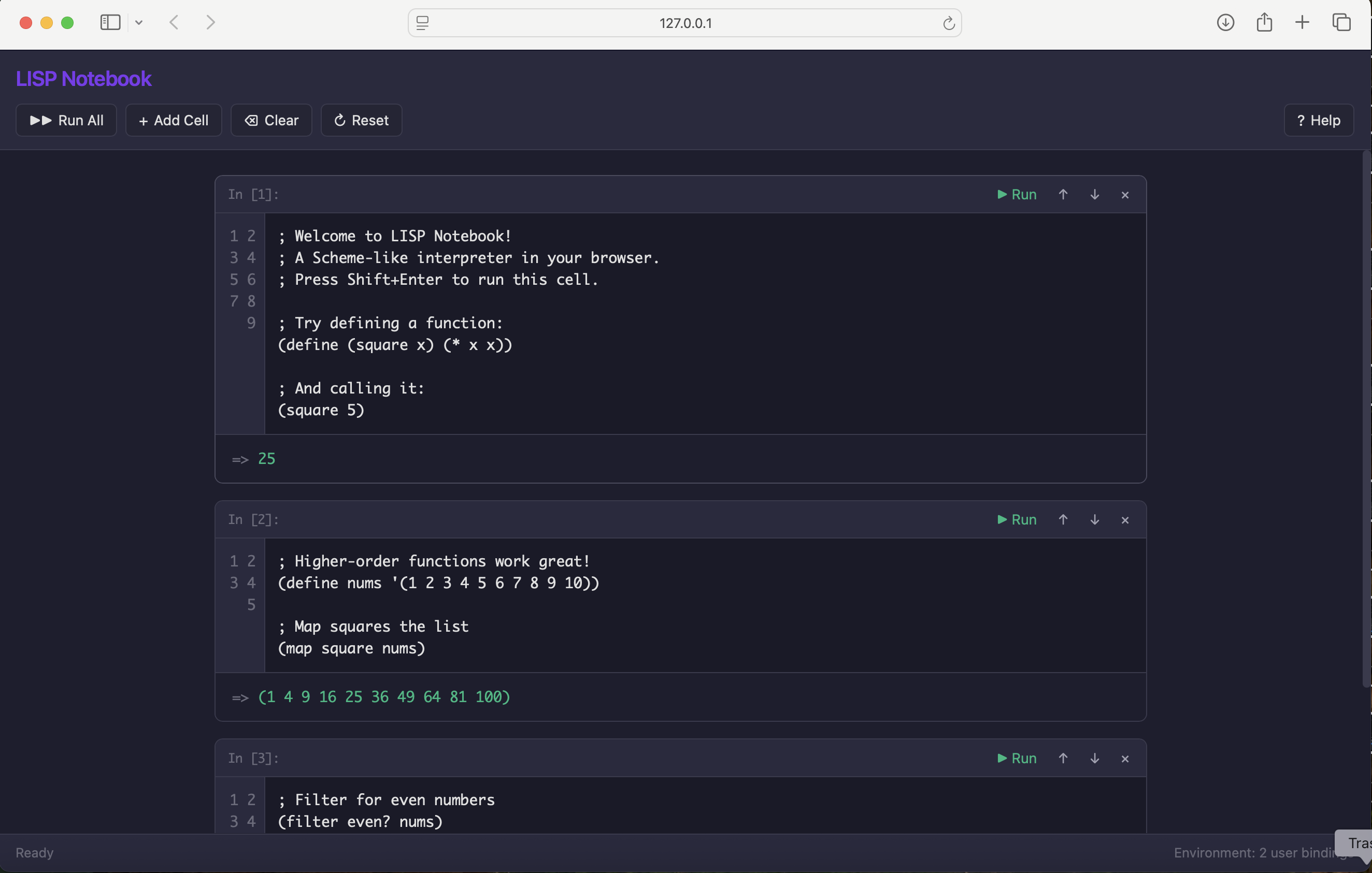 I ran the first expression in the notebook