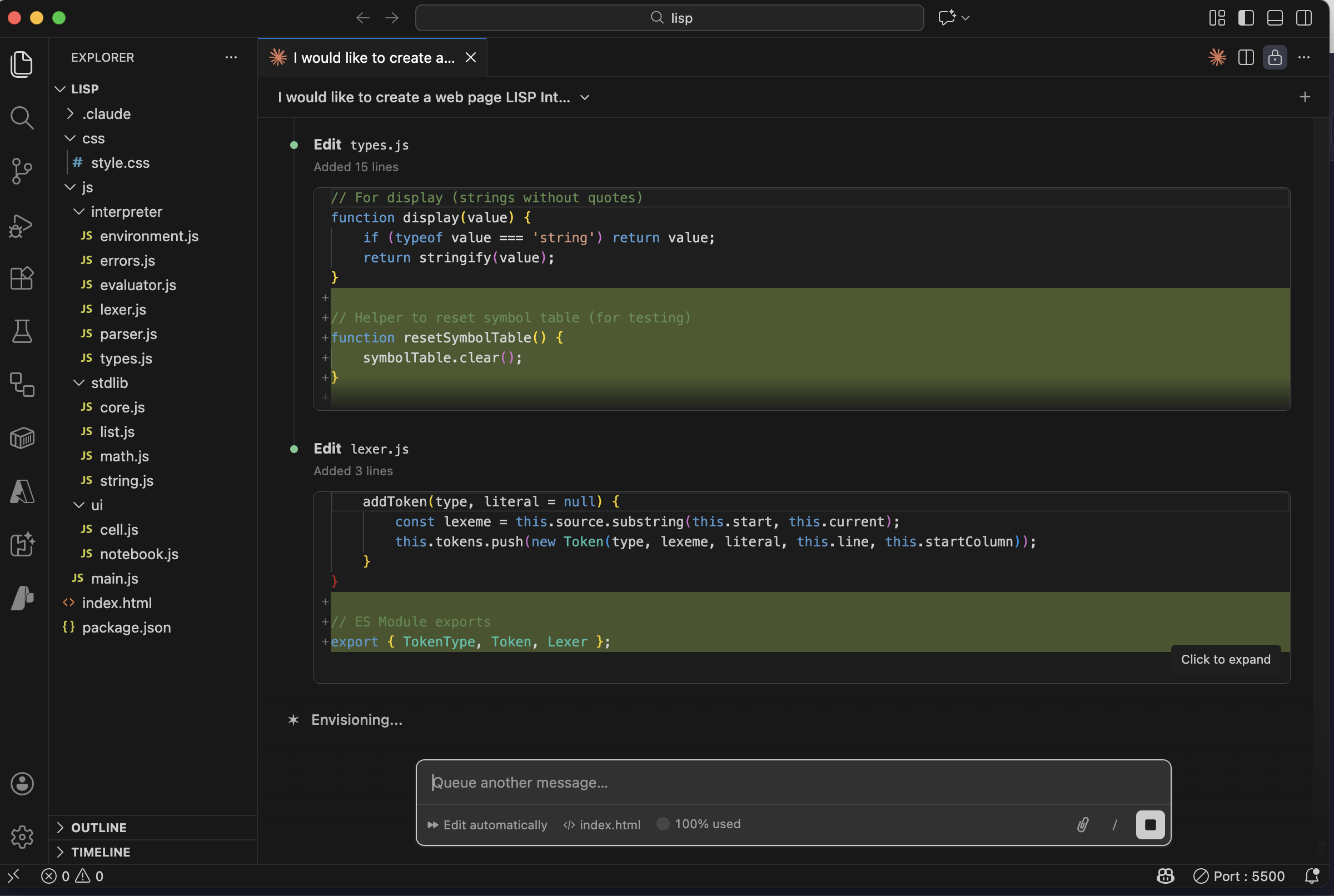 Claude edited types.js to export the types needed for testing