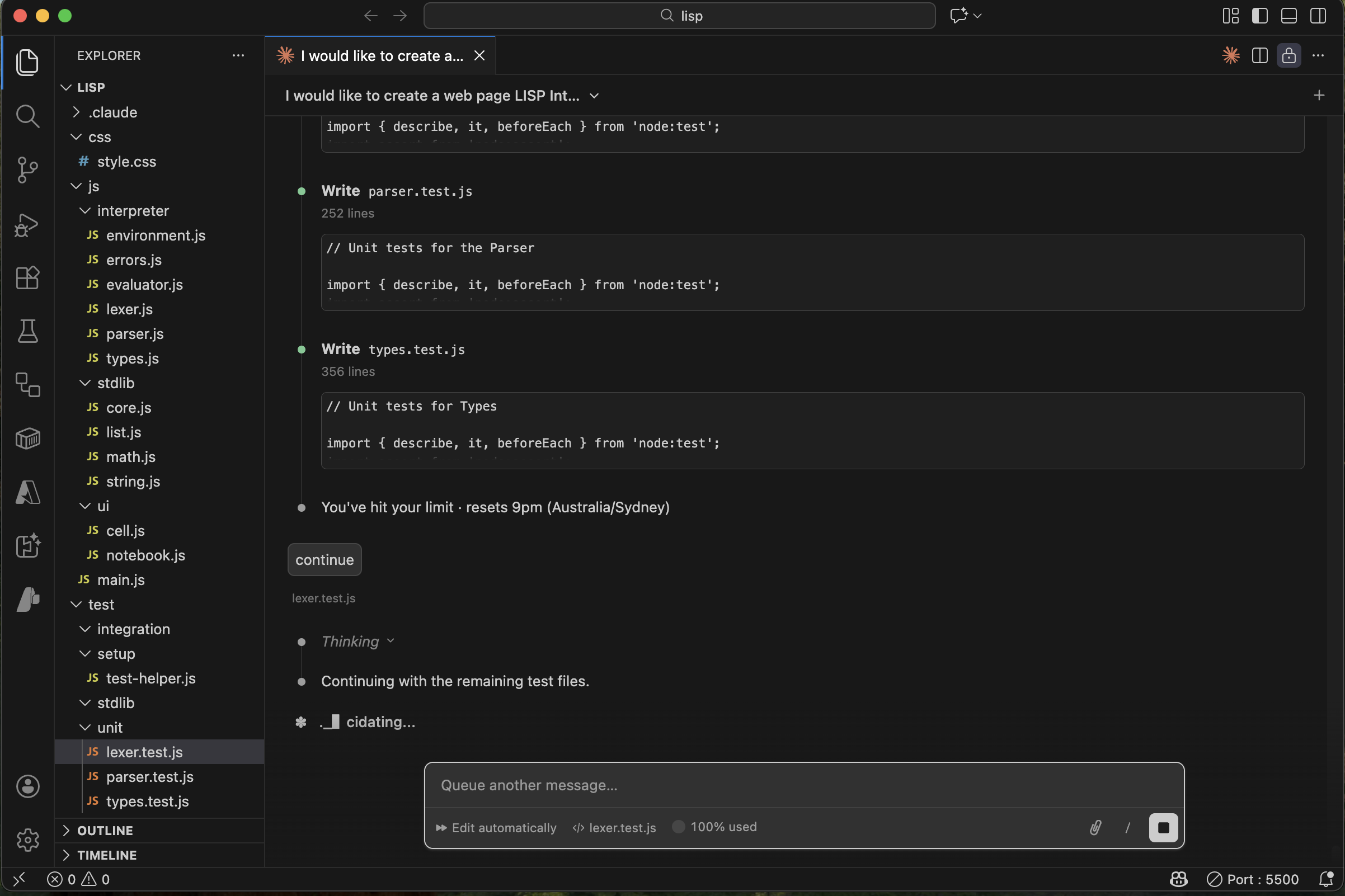 I asked Claude to continue