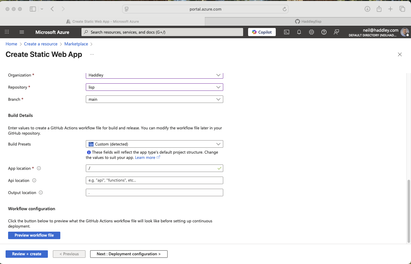 I configured the build details