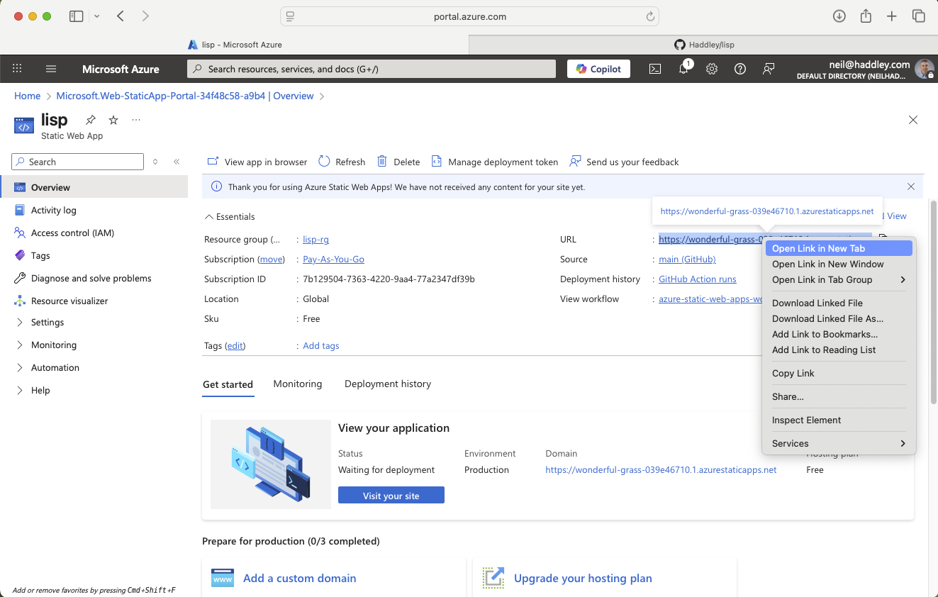 I opened the app link