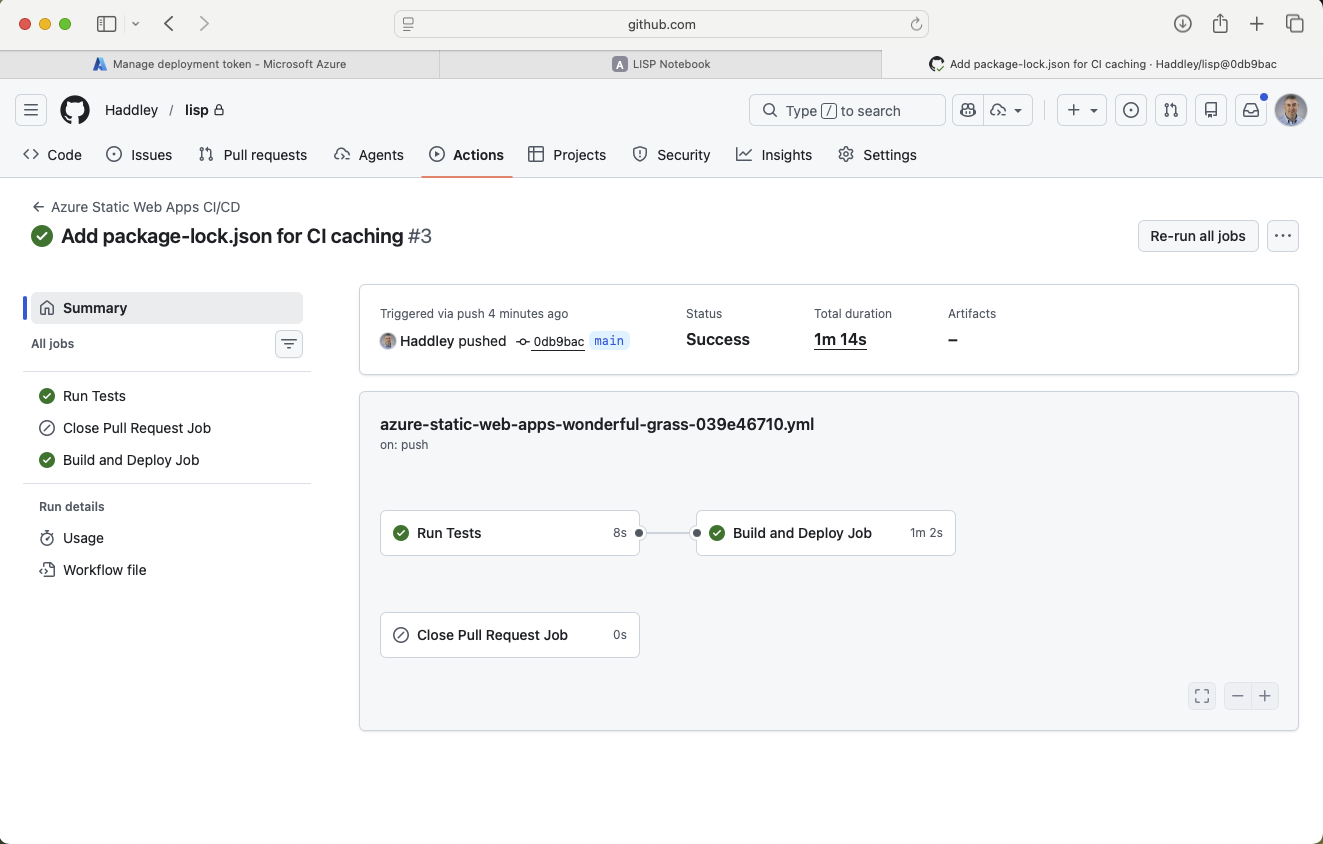 The GitHub Action was running