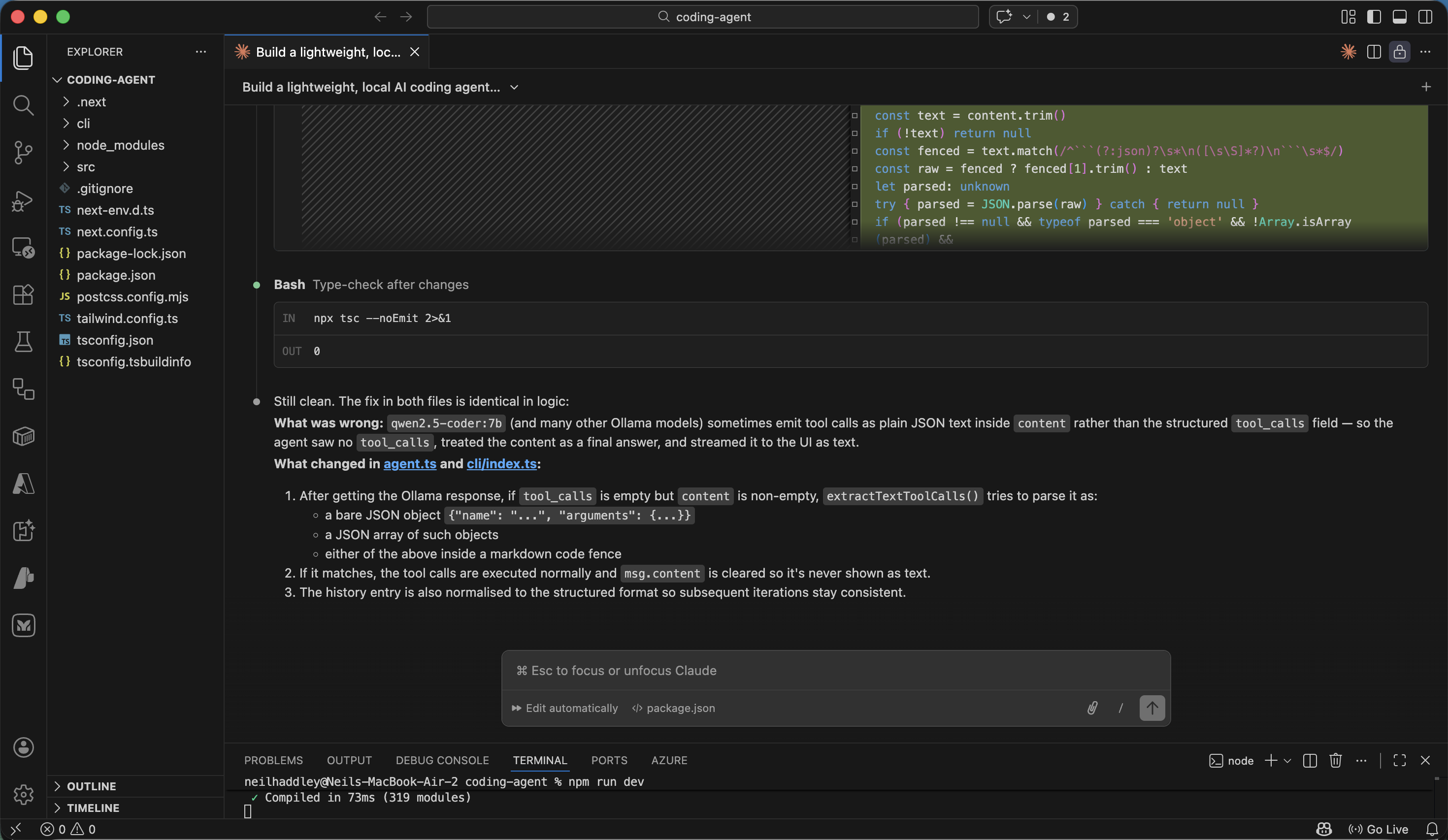 Claude Code updated the application