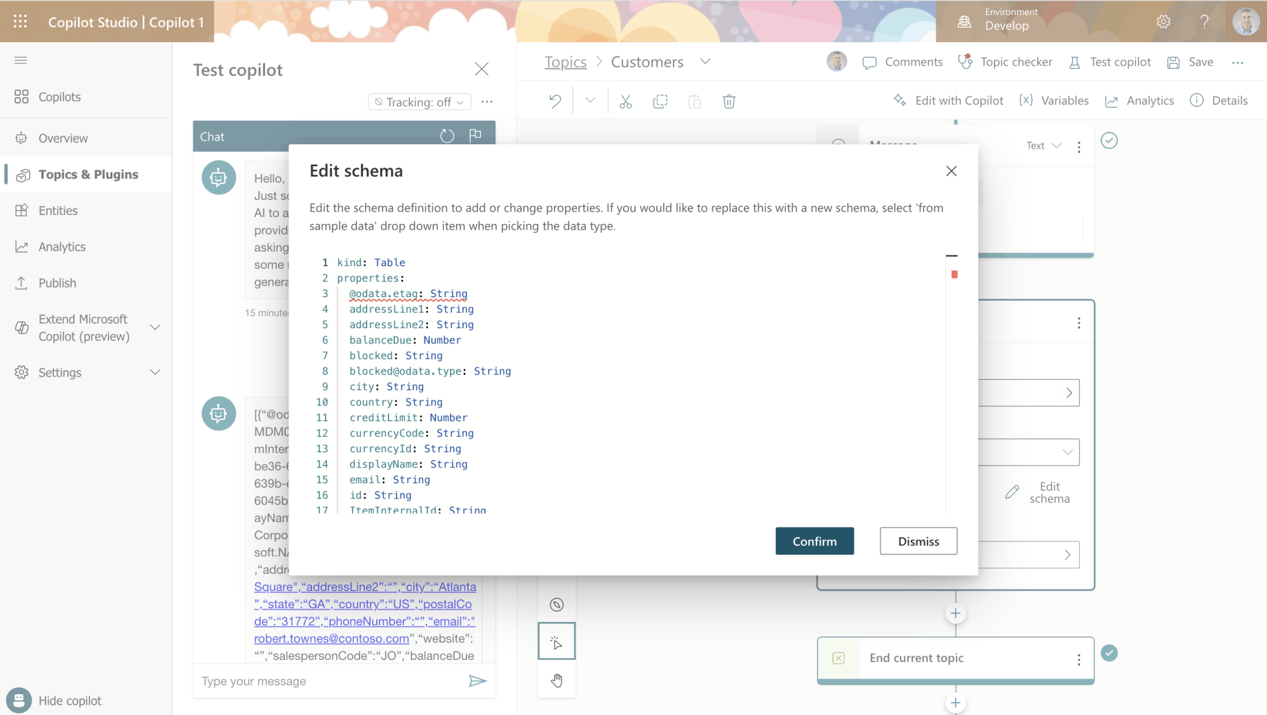 I clicked the Edit schema link to review the result