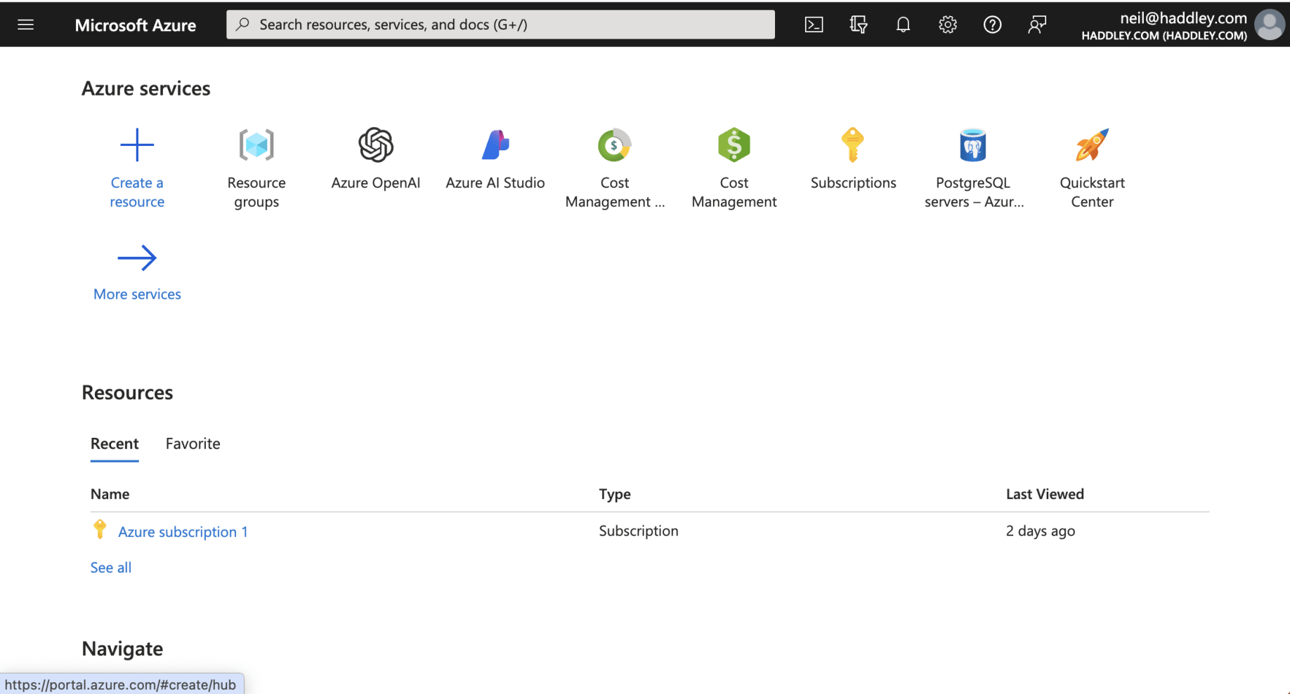 I navigated to https://portal.azure.com