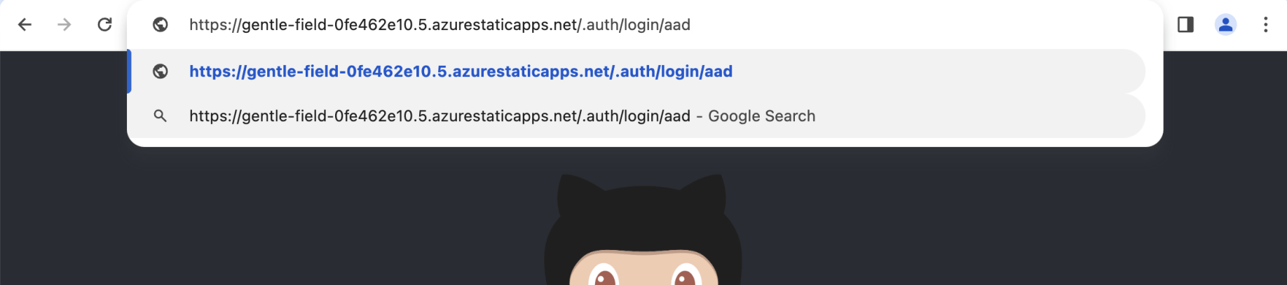 I navigated to the Static Web Application's Azure Active Directory login page https://gentle-field-0fe462e10.5.azurestaticapps.net/.auth/login/aad