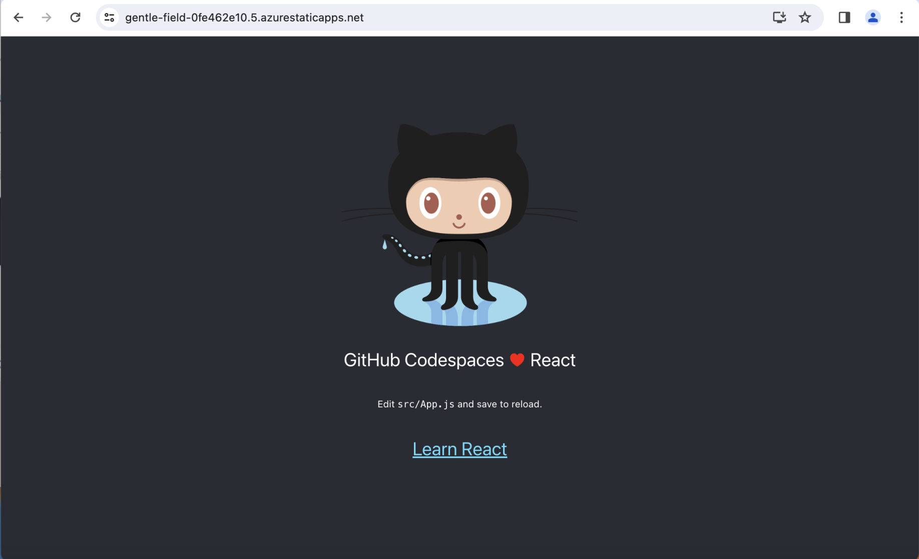 I was returned to the React app home page