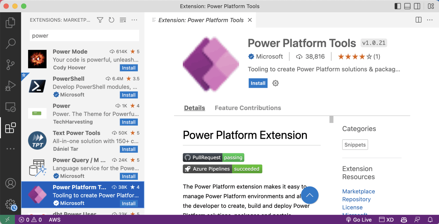 Install Power Platform Tools Visual Studio Extension