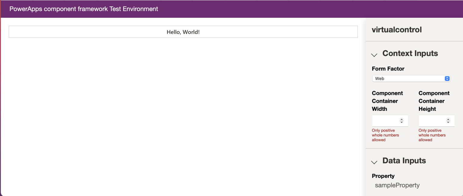 Component running in test environment