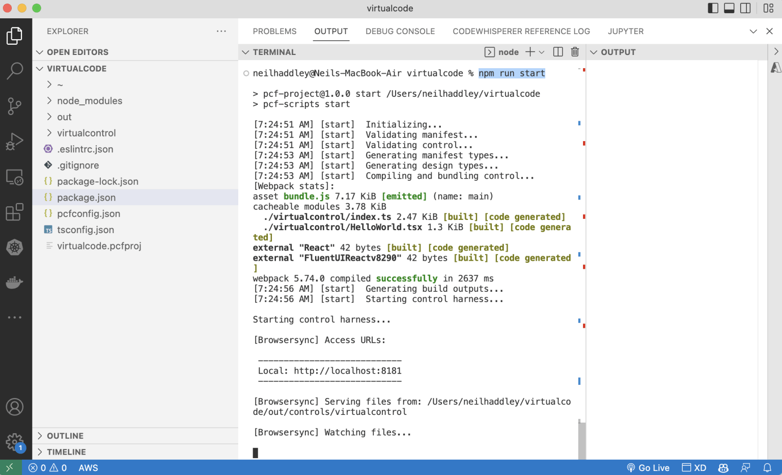 npm run start(I had to run npm i -g webpack and npm link webpack first)